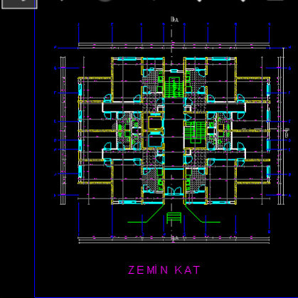 AUTOCAD BİNA YERLEŞİM ÇİZİMLERİM